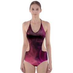 Pink Red Texture                                                                                              Cut-out One Piece Swimsuit