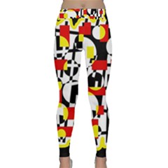 Red And Yellow Chaos Yoga Leggings  by Valentinaart