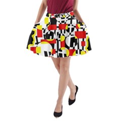 Red And Yellow Chaos A-line Pocket Skirt