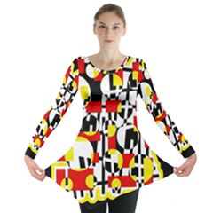 Red And Yellow Chaos Long Sleeve Tunic 