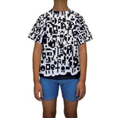 Black And White Abstract Chaos Kid s Short Sleeve Swimwear