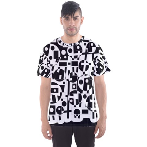 Black And White Abstract Chaos Men s Sport Mesh Tee by Valentinaart