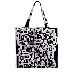 Black And White Abstract Chaos Zipper Grocery Tote Bag by Valentinaart