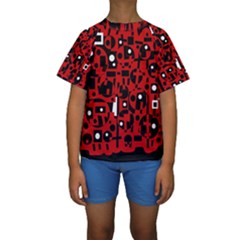 Red Kid s Short Sleeve Swimwear