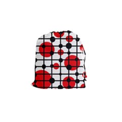 Red Circles Drawstring Pouches (small)  by Valentinaart