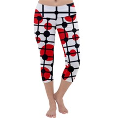 Red Circles Capri Yoga Leggings