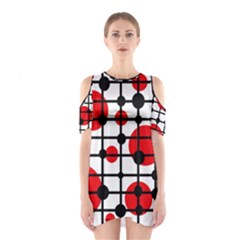 Red Circles Cutout Shoulder Dress