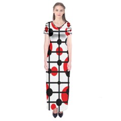 Red Circles Short Sleeve Maxi Dress