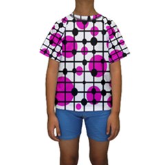 Magenta Circles Kid s Short Sleeve Swimwear