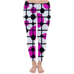 Magenta Circles Winter Leggings  by Valentinaart