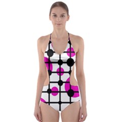 Magenta Circles Cut-out One Piece Swimsuit