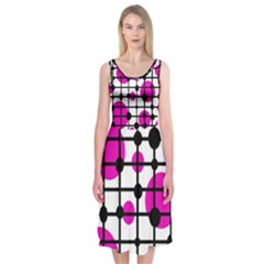 Magenta Circles Midi Sleeveless Dress