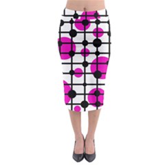 Magenta Circles Midi Pencil Skirt