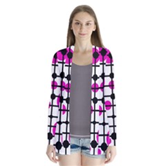 Magenta Circles Drape Collar Cardigan