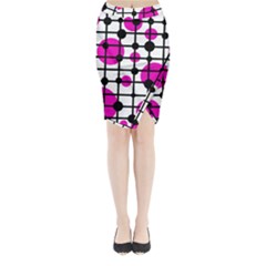 Magenta Circles Midi Wrap Pencil Skirt