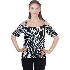 Black And White Decor Women s Cutout Shoulder Tee