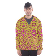 Fantasy Feathers And Polka Dots Hooded Wind Breaker (men)