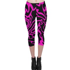 Magenta And Black Capri Leggings  by Valentinaart