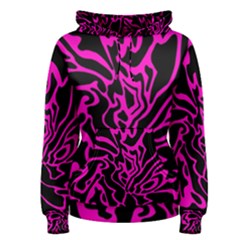 Magenta And Black Women s Pullover Hoodie by Valentinaart