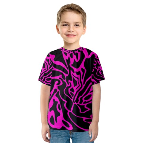 Magenta And Black Kid s Sport Mesh Tee by Valentinaart