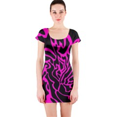 Magenta And Black Short Sleeve Bodycon Dress by Valentinaart