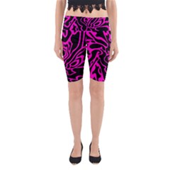 Magenta And Black Yoga Cropped Leggings