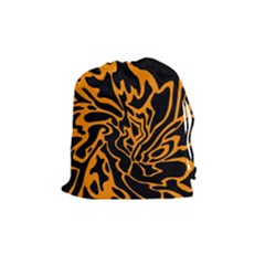 Orange And Black Drawstring Pouches (medium)  by Valentinaart