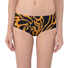 Orange And Black Mid-waist Bikini Bottoms by Valentinaart