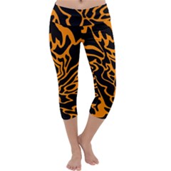 Orange And Black Capri Yoga Leggings by Valentinaart