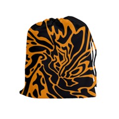 Orange And Black Drawstring Pouches (extra Large)