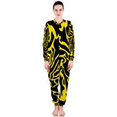 Black And Yellow Onepiece Jumpsuit (ladies)  by Valentinaart