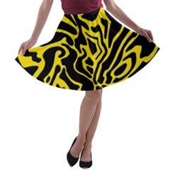 Black And Yellow A-line Skater Skirt