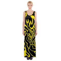 Black And Yellow Maxi Thigh Split Dress