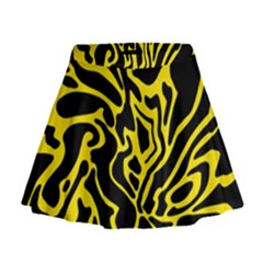 Black And Yellow Mini Flare Skirt