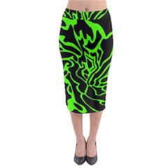 Green And Black Midi Pencil Skirt