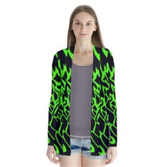 Green And Black Drape Collar Cardigan