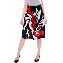 Red, Black And White Decor Midi Beach Skirt by Valentinaart