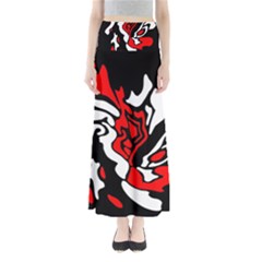 Red, Black And White Decor Maxi Skirts