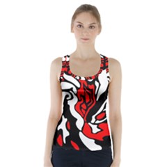 Red, Black And White Decor Racer Back Sports Top