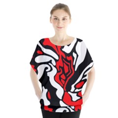 Red, Black And White Decor Blouse