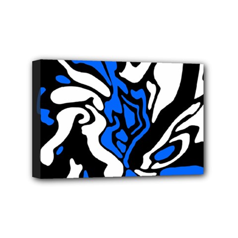 Blue, Black And White Decor Mini Canvas 6  X 4  by Valentinaart