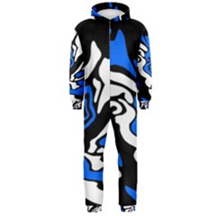 Blue, Black And White Decor Hooded Jumpsuit (men)  by Valentinaart