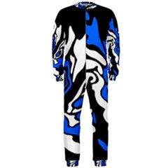 Blue, Black And White Decor Onepiece Jumpsuit (men)  by Valentinaart