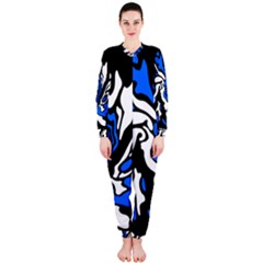 Blue, Black And White Decor Onepiece Jumpsuit (ladies)  by Valentinaart