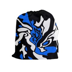 Blue, Black And White Decor Drawstring Pouches (extra Large)