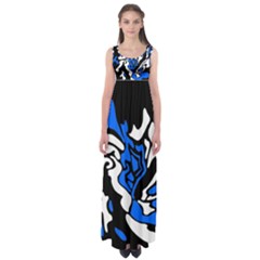 Blue, Black And White Decor Empire Waist Maxi Dress