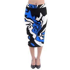 Blue, Black And White Decor Midi Pencil Skirt