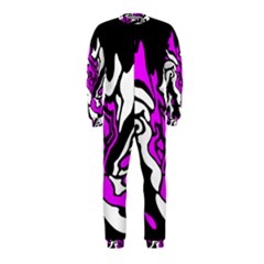 Purple, White And Black Decor Onepiece Jumpsuit (kids) by Valentinaart