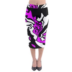 Purple, White And Black Decor Midi Pencil Skirt