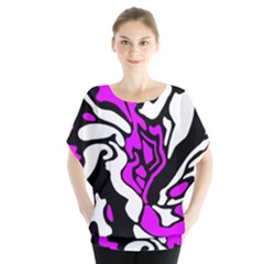 Purple, White And Black Decor Blouse